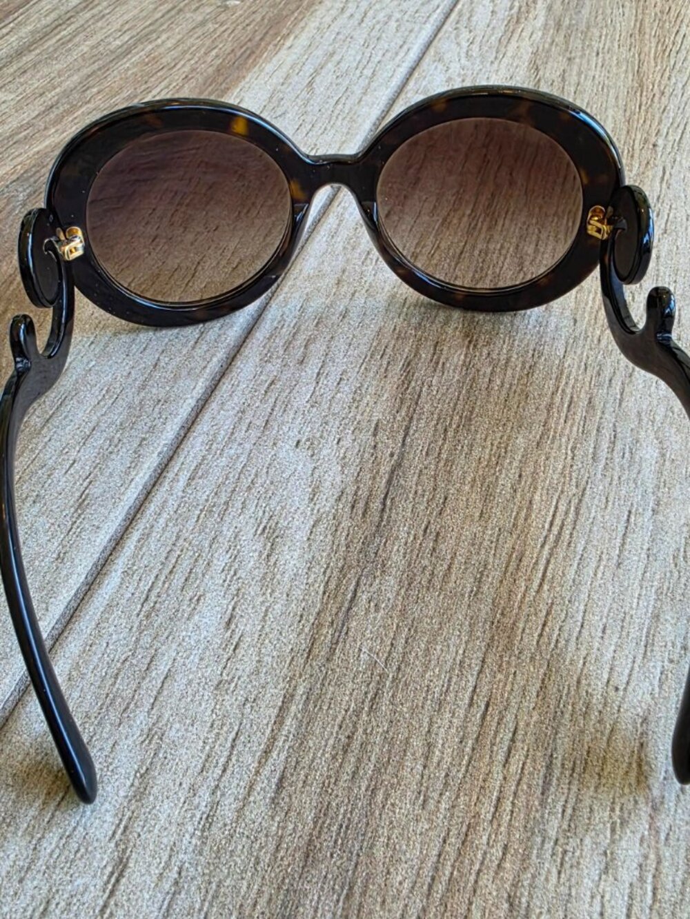 Prada SPR Minimal Baroque Oversize Round tortoise Sunglasses - Picture 6 of 7